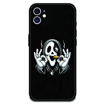 Smoky Skull Chill - Glossy Metal Silicone Case For Apple iPhone 12