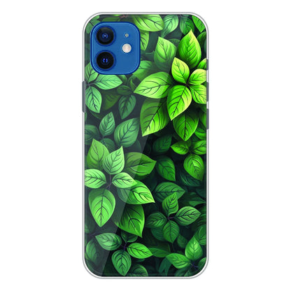Lush Green Leaf Pattern - Printed Silicone Case For Apple iPhone 12