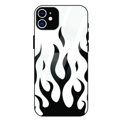 Monochrome Flame Art - Glass Case For Apple iPhone 12