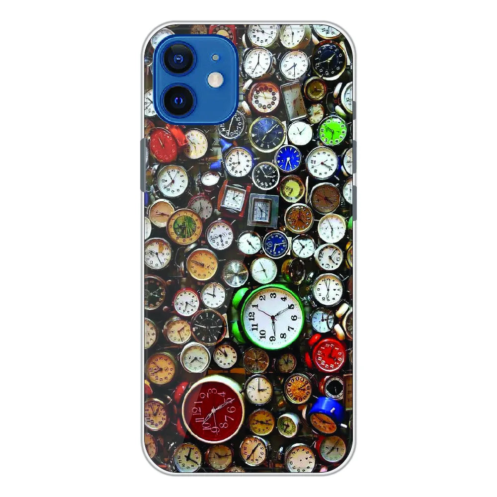 Retro Timepiece Pattern - Printed Silicone Case For Apple iPhone 12