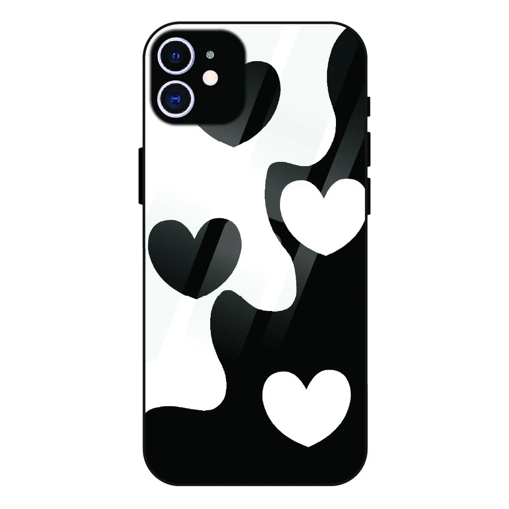 Monochrome Heart Flow - Glass Case For Apple iPhone 12
