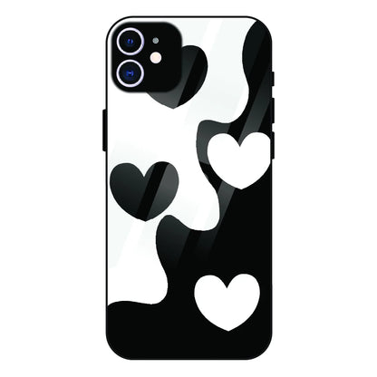 Monochrome Heart Flow - Glass Case For Apple iPhone 12