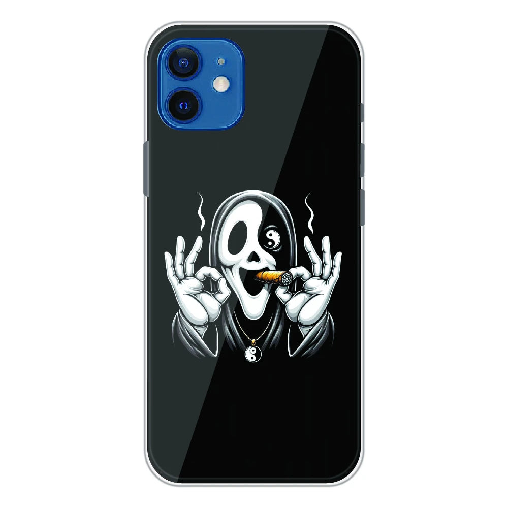 Smoky Skull Chill - Printed Silicone Case For Apple iPhone 12