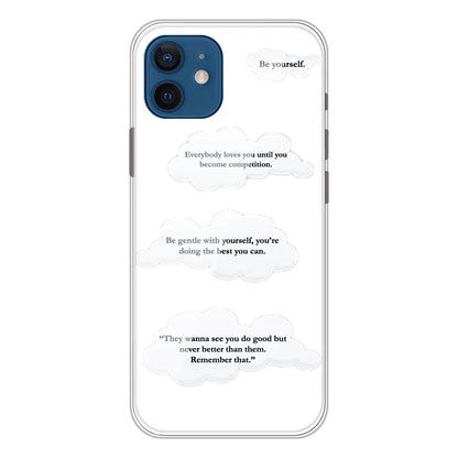 Quotes And Clouds - Clear Printed Silicone Case For Apple iPhone Models- Apple iPhone 12 mini