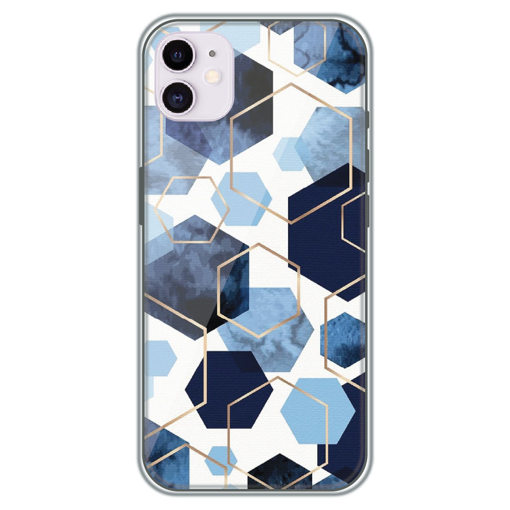 Blue Hex Mosaic - Printed Silicone Case for Apple iPhone 12 Mini