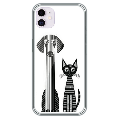 Line Art Dog & Cat - Printed Silicone Case for Apple iPhone 12 Mini