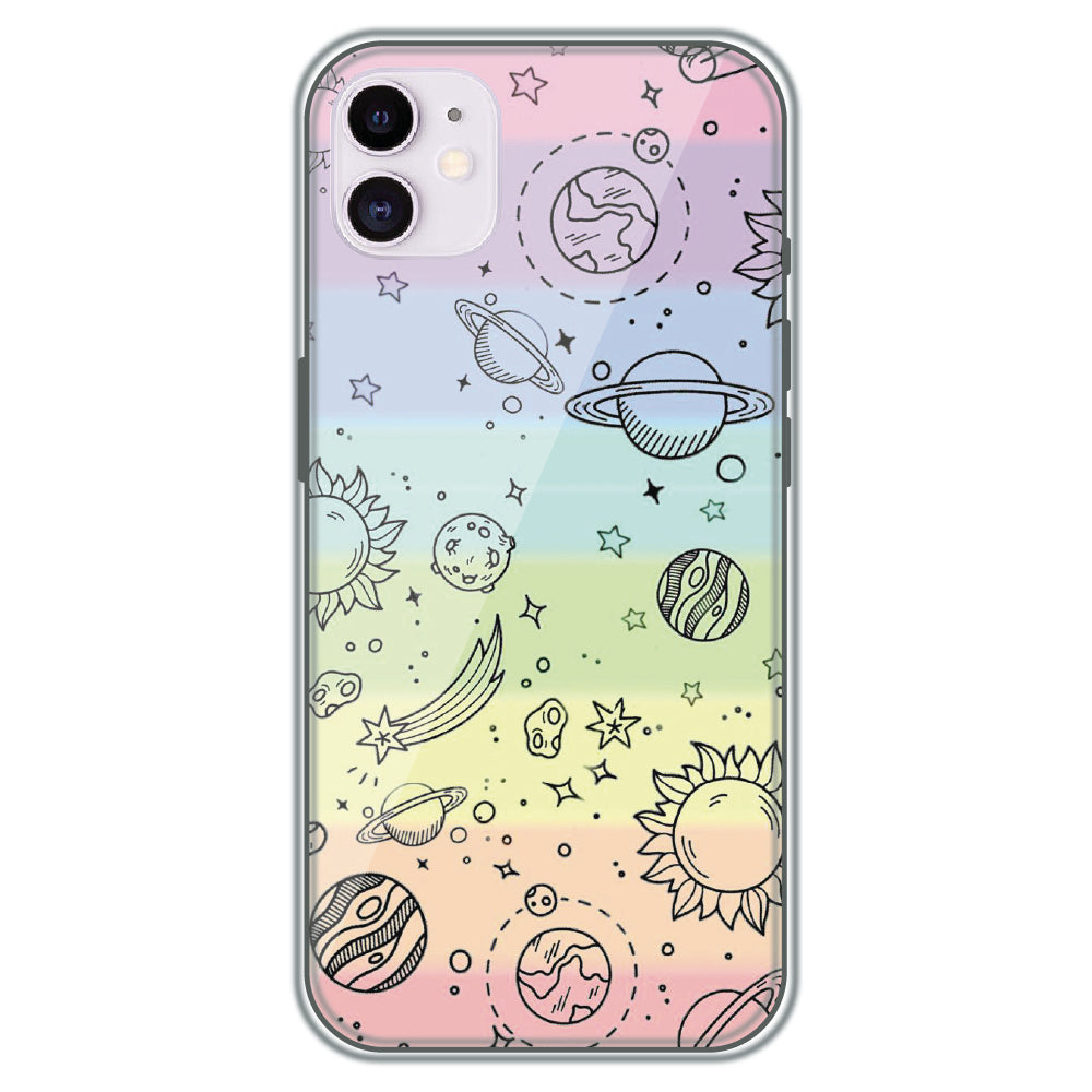 Pastel Galaxy Doodle - Printed Silicone Case for Apple iPhone 12 Mini