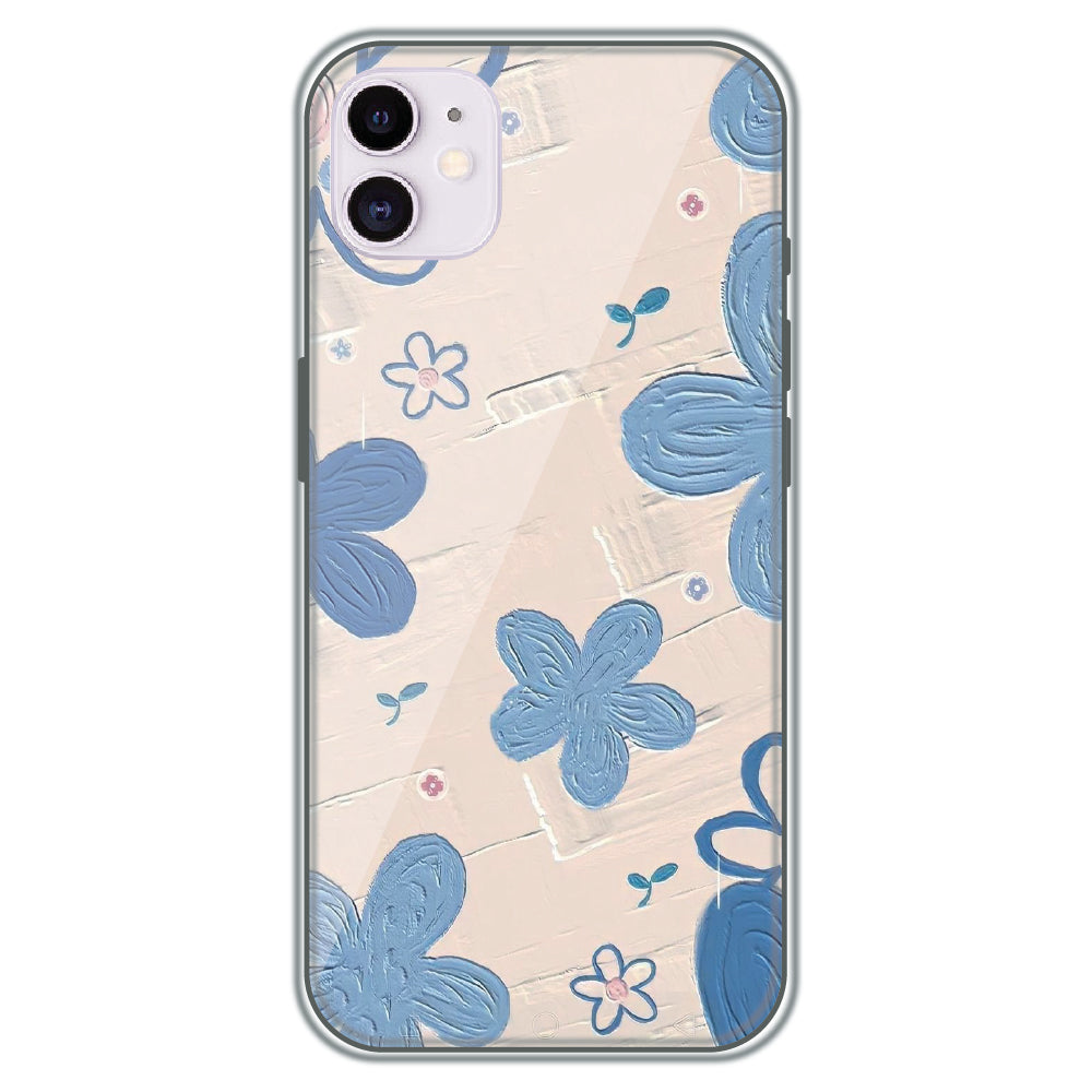 Textured Blue Blossoms - Printed Silicone Case for Apple iPhone 12 Mini