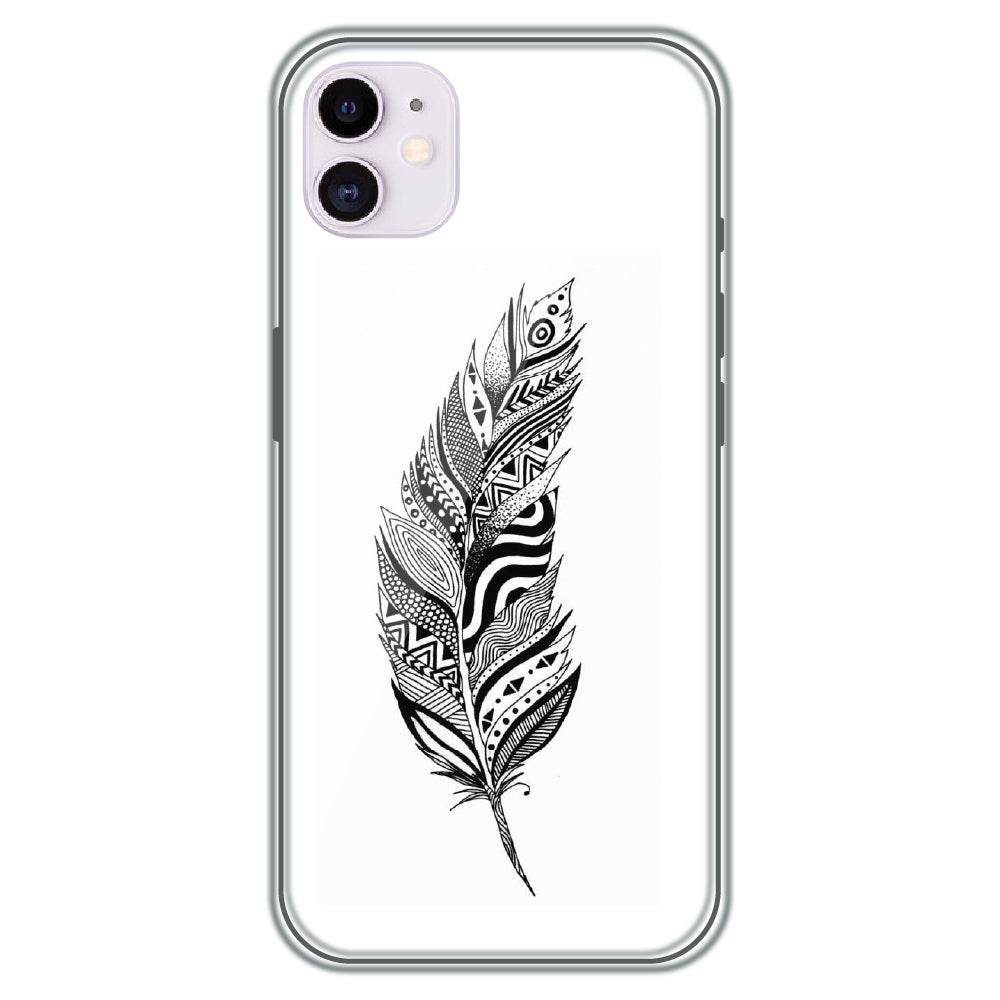 Zentangle Feather - Printed Silicone Case for Apple iPhone 12 Mini