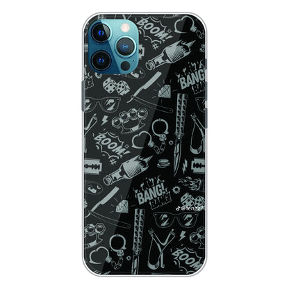 Black Graphic Street Art - Printed Silicone Case For Apple iPhone 12 Pro