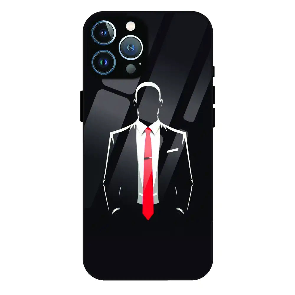 Red Tie Silhouette - Glass Case For Apple iPhone 12 Pro