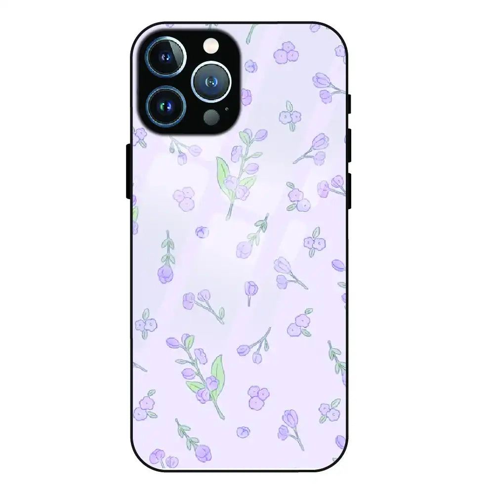 Lavender Floral Ditsy - Glass Case For Apple iPhone 12 Pro