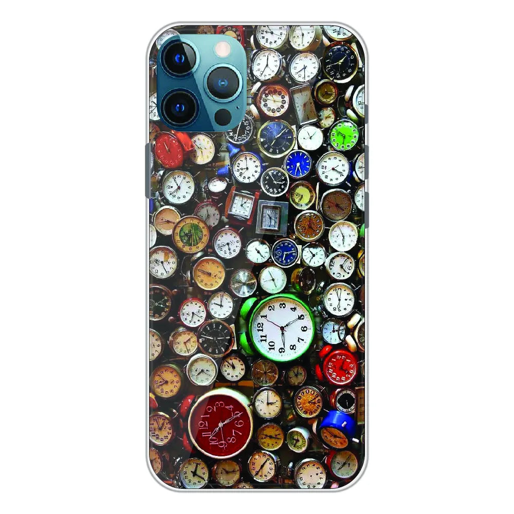 Retro Timepiece Pattern - Printed Silicone Case For Apple iPhone 12 Pro