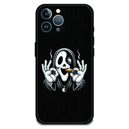 Smoky Skull Chill - Glossy Metal Silicone Case For Apple iPhone 12 Pro