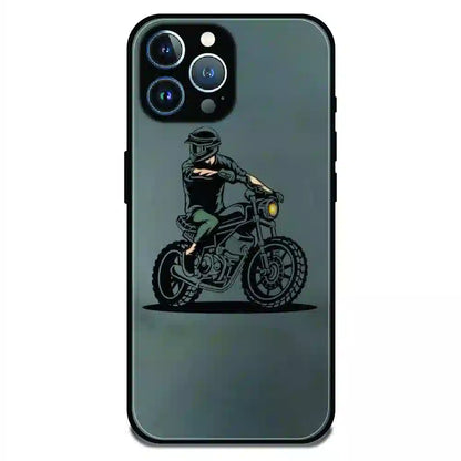 Vintage Biker Rider Art - Glossy Metal Silicone Case For Apple iPhone 12 Pro