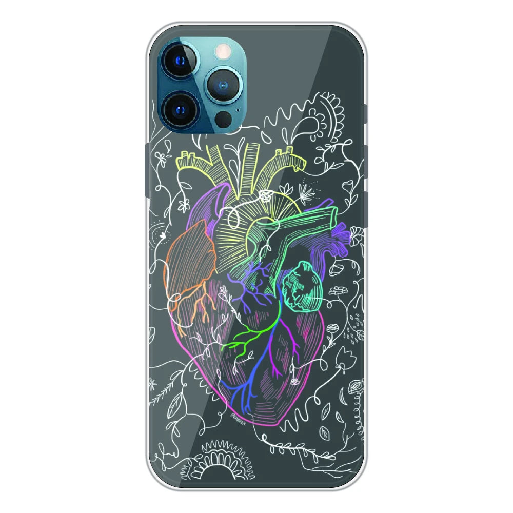 Anatomical Heart Line Art - Printed Silicone Case For Apple iPhone 12 Pro