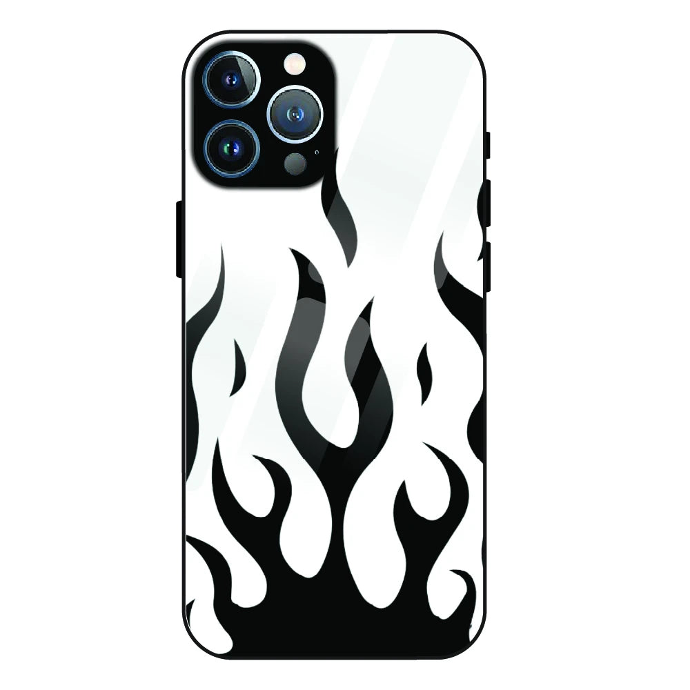 Monochrome Flame Art - Glass Case For Apple iPhone 12 Pro