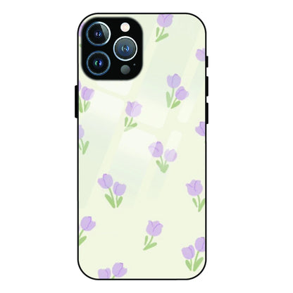 Minimal Tulip Pattern - Glass Case For Apple iPhone 12 Pro