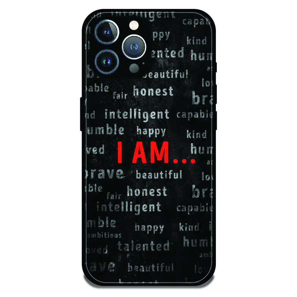 I Am Affirmation Quote - Glossy Metal Silicone Case For Apple iPhone 12 Pro