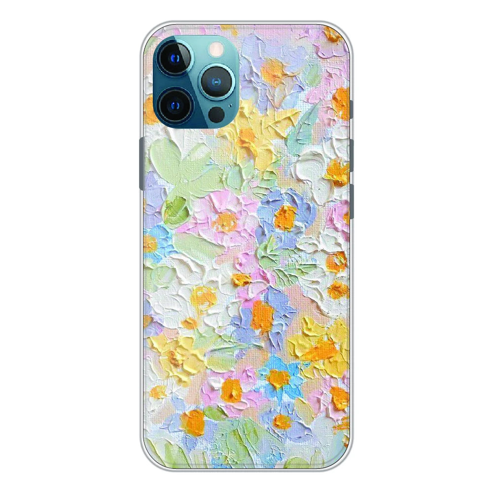 Pastel Floral Oil Paint - Printed Silicone Case For Apple iPhone 12 Pro