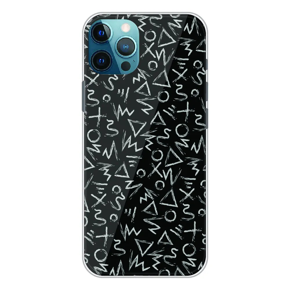 Geometric Black & White Pattern - Printed Silicone Case For Apple iPhone 12 Pro