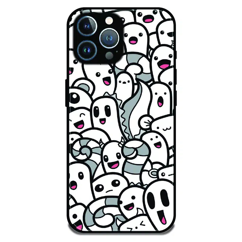 Cute Ghost Crowd - Glossy Metal Silicone Case For Apple iPhone 12 Pro