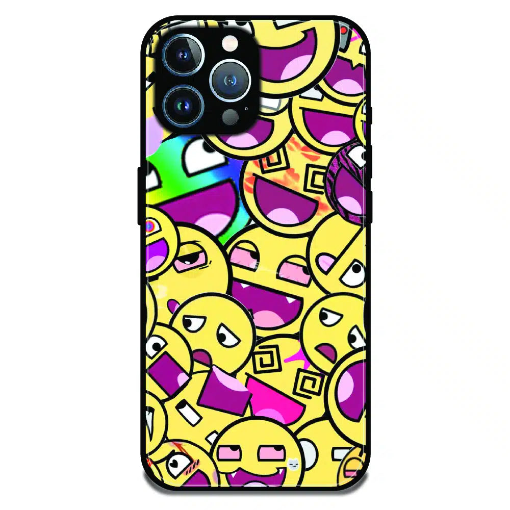 Emoji Chaos Pop Art - Glossy Metal Silicone Case For Apple iPhone 12 Pro