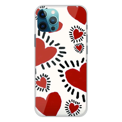 Red Heart Doodle Art - Printed Silicone Case For Apple iPhone 12 Pro