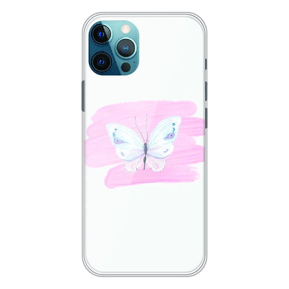 Minimal Butterfly Blush Art - Printed Silicone Case For Apple iPhone 12 Pro