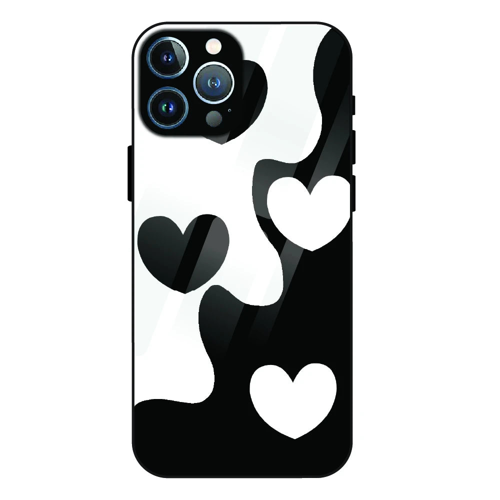 Monochrome Heart Flow - Glass Case For Apple iPhone 12 Pro