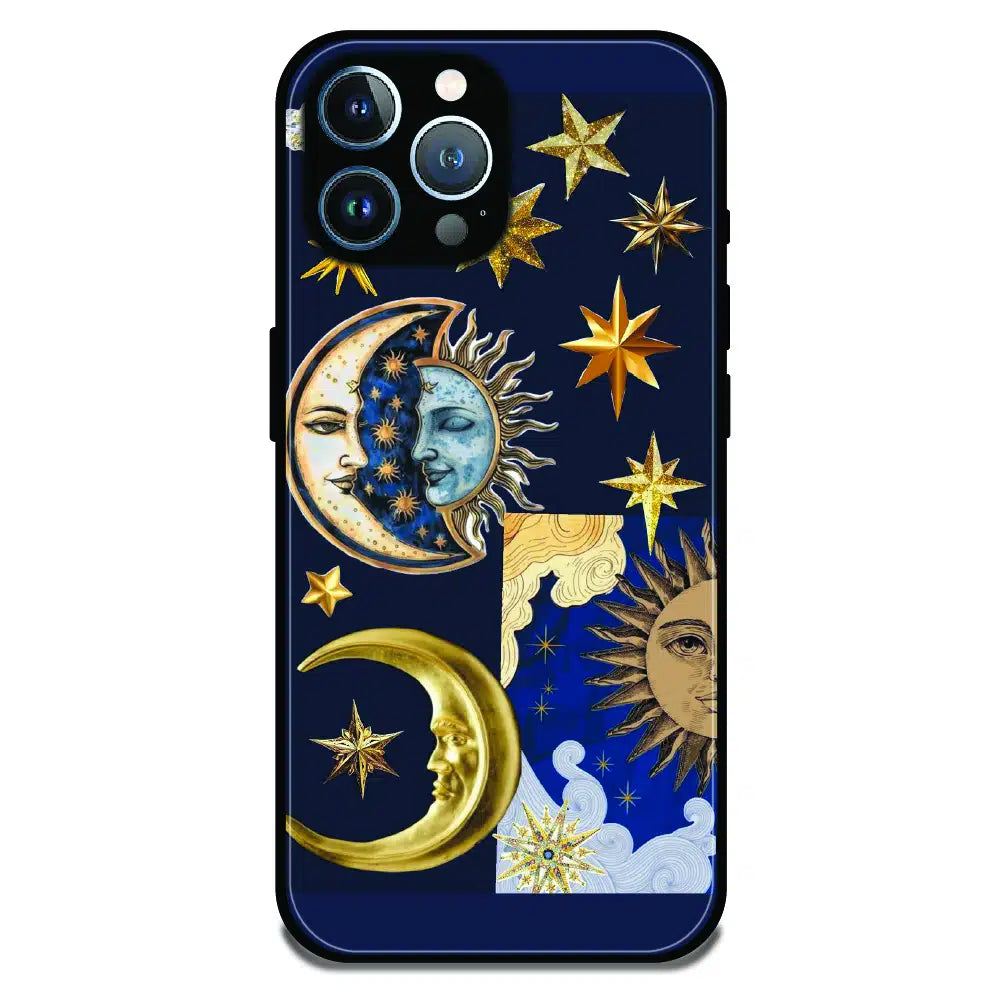Celestial Sun Moon Collage - Glossy Metal Silicone Case For Apple iPhone 12 Pro