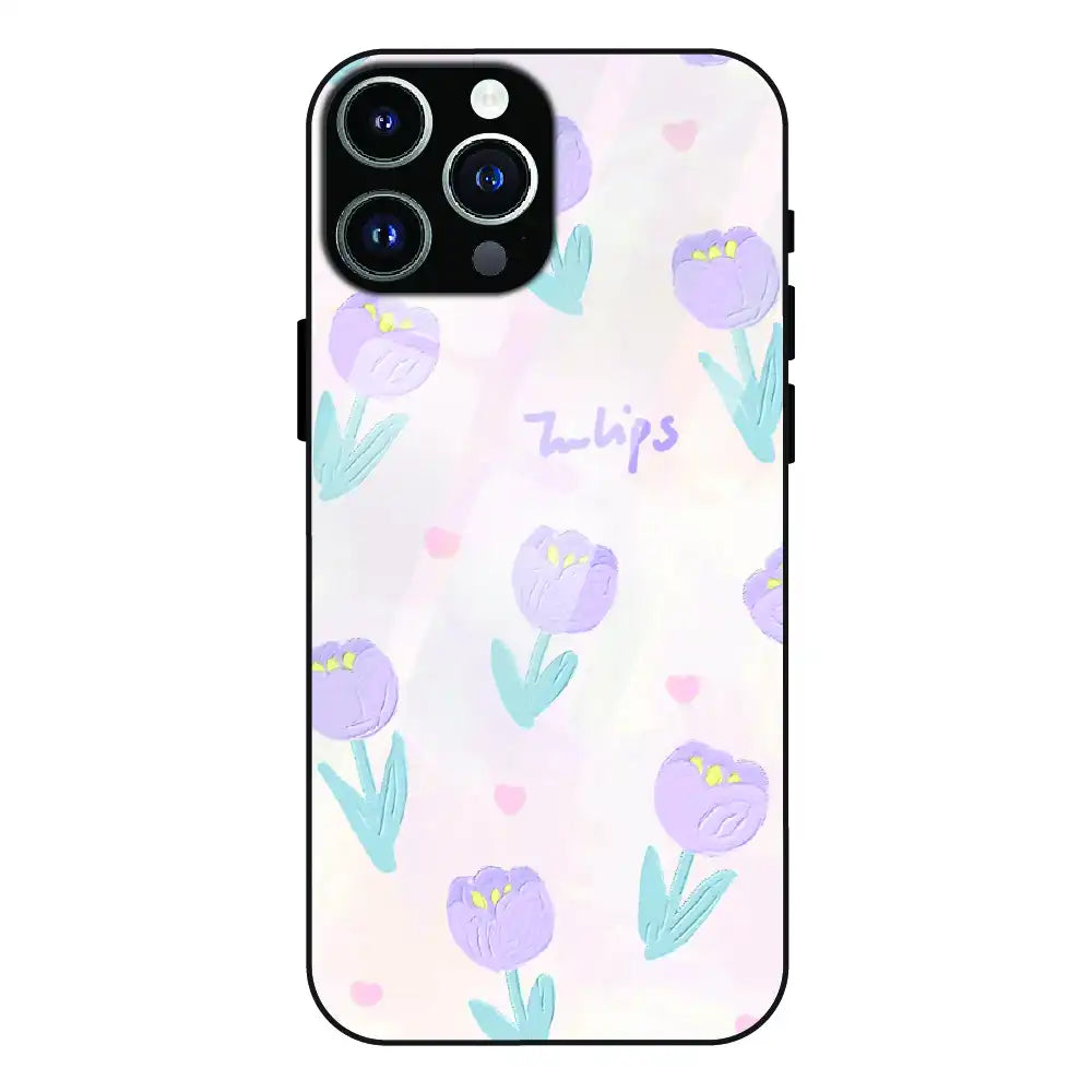 Pastel Tulip Floral - Glass Case For Apple iPhone 12 Pro Max