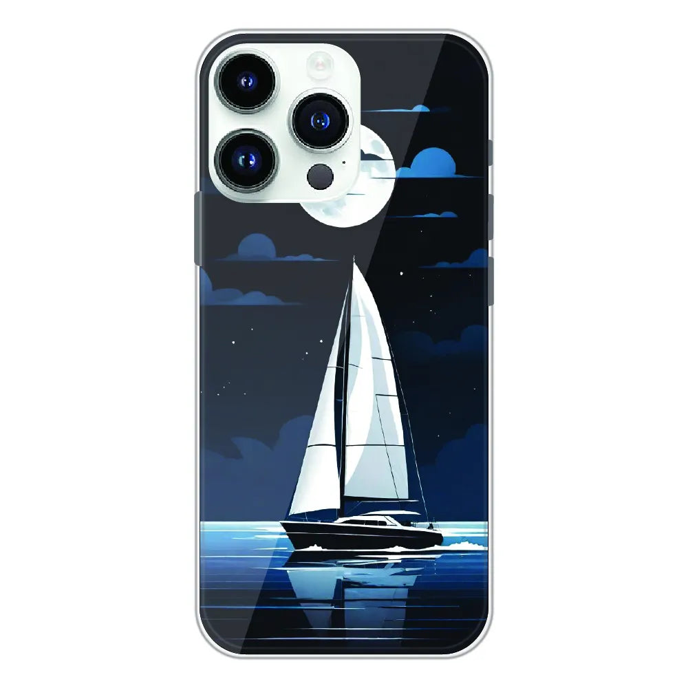 Moonlight Sailboat - Printed Silicone Case For Apple iPhone 12 Pro Max