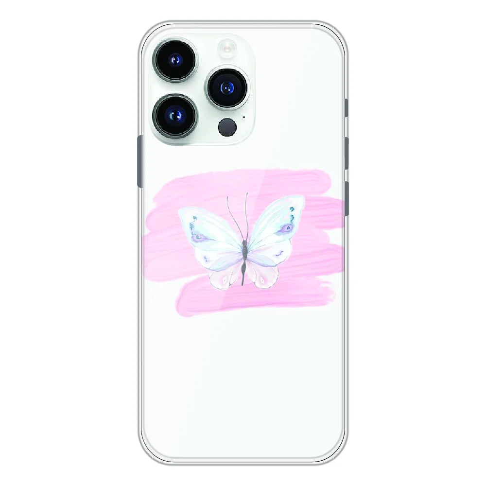 Minimal Butterfly Blush Art - Printed Silicone Case For Apple iPhone 12 Pro Max