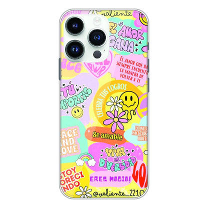 Colorful Amor Positivity Collage - Printed Silicone Case For Apple iPhone 12 Pro Max