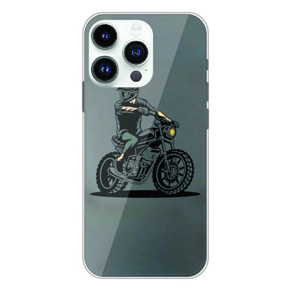 Vintage Biker Rider Art - Printed Silicone Case For Apple iPhone 12 Pro Max