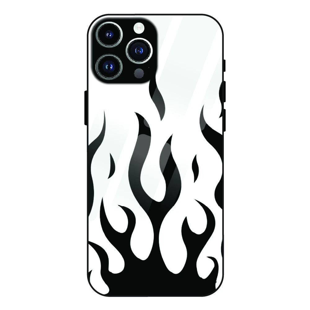 Monochrome Flame Art - Glass Case For Apple iPhone 12 Pro Max