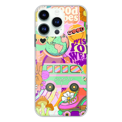 Good Vibes Retro Travel Art - Printed Silicone Case For Apple iPhone 12 Pro Max