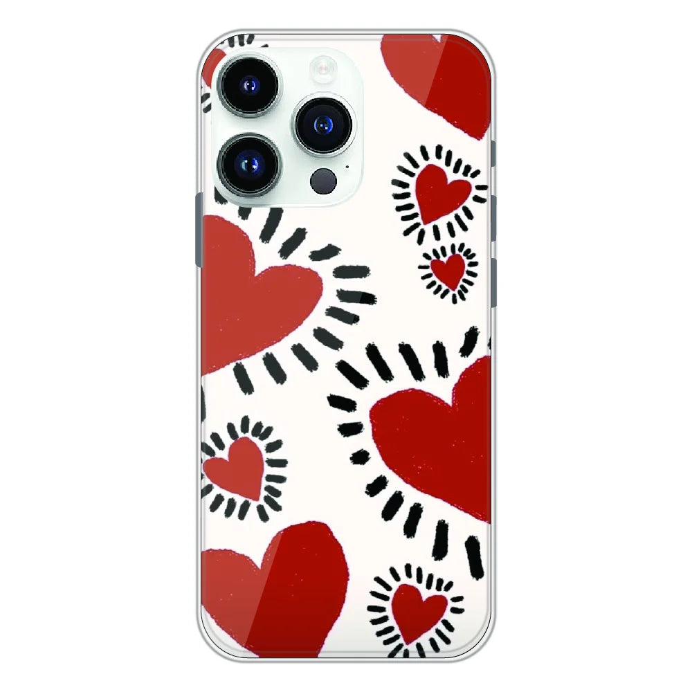 Red Heart Doodle Art - Printed Silicone Case For Apple iPhone 12 Pro Max