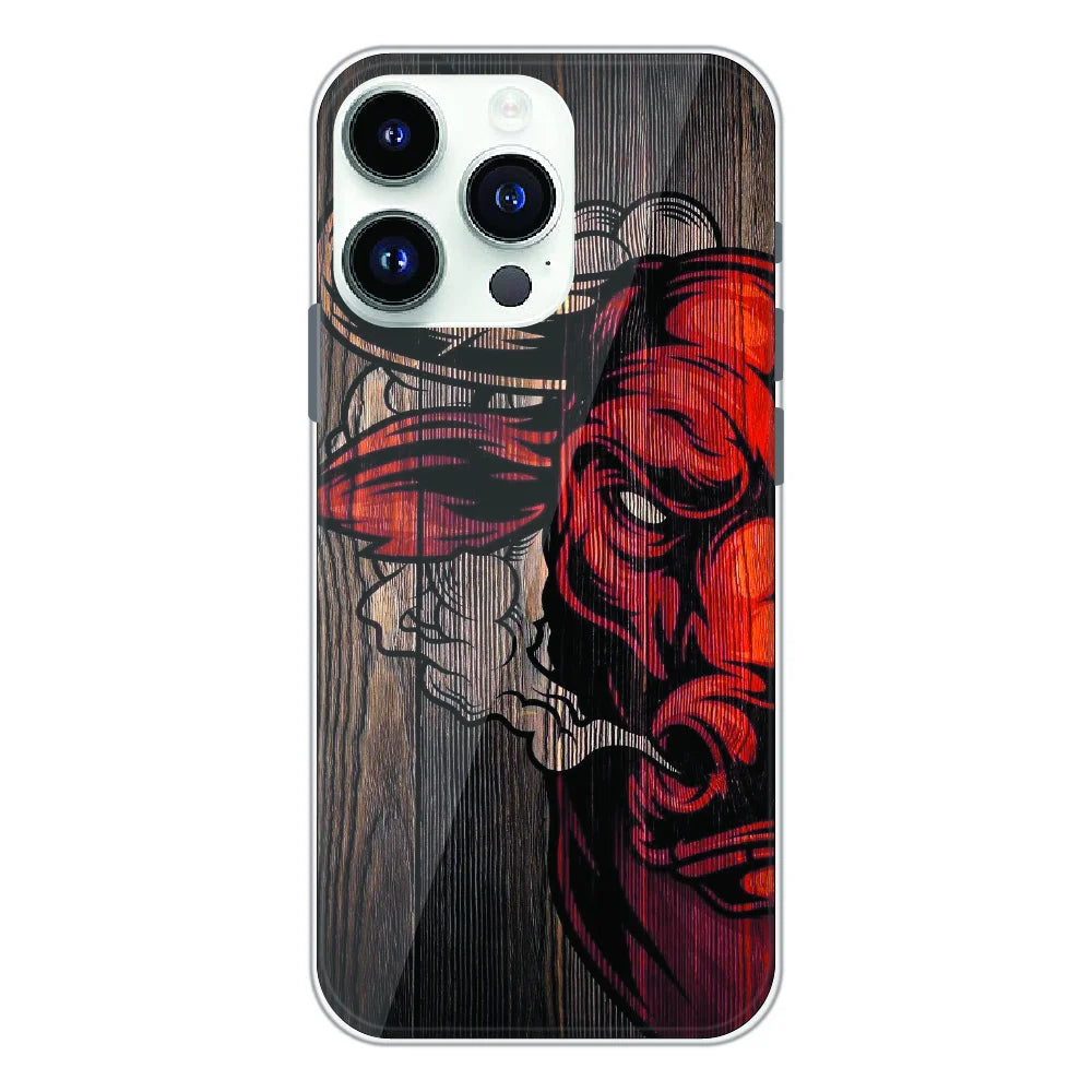 Abstract Red Mask Wood Art - Printed Silicone Case For Apple iPhone 12 Pro Max