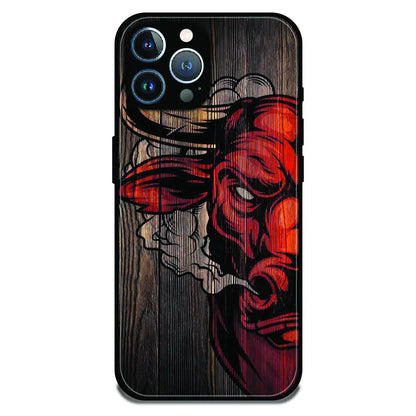 Abstract Red Mask Wood Art - Glossy Metal Silicone Case For Apple iPhone 12 Pro Max
