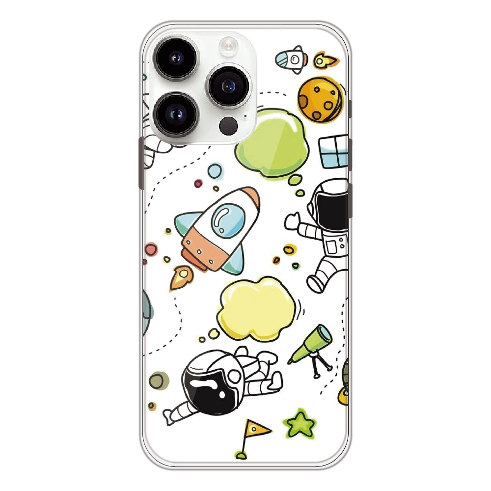 Cute Rocket & Galaxy - Printed Silicone Case For Apple iPhone 12 Pro Max