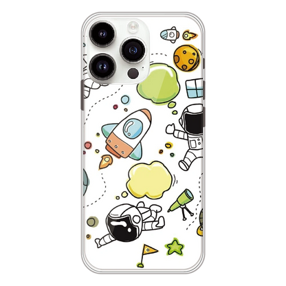 Cute Rocket & Galaxy - Printed Silicone Case For Apple iPhone 12 Pro Max