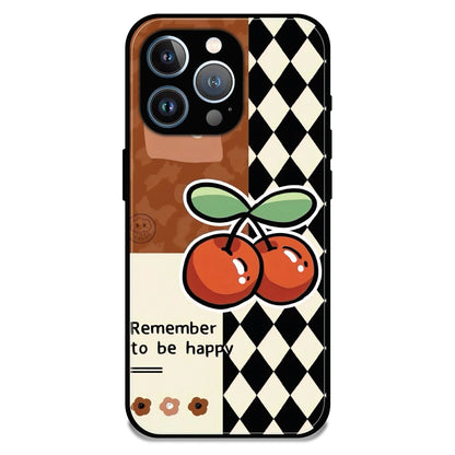 'Cherry “Remember to Be Happy” - Glossy Metal Silicone Case For Apple iPhone 12 Pro Max