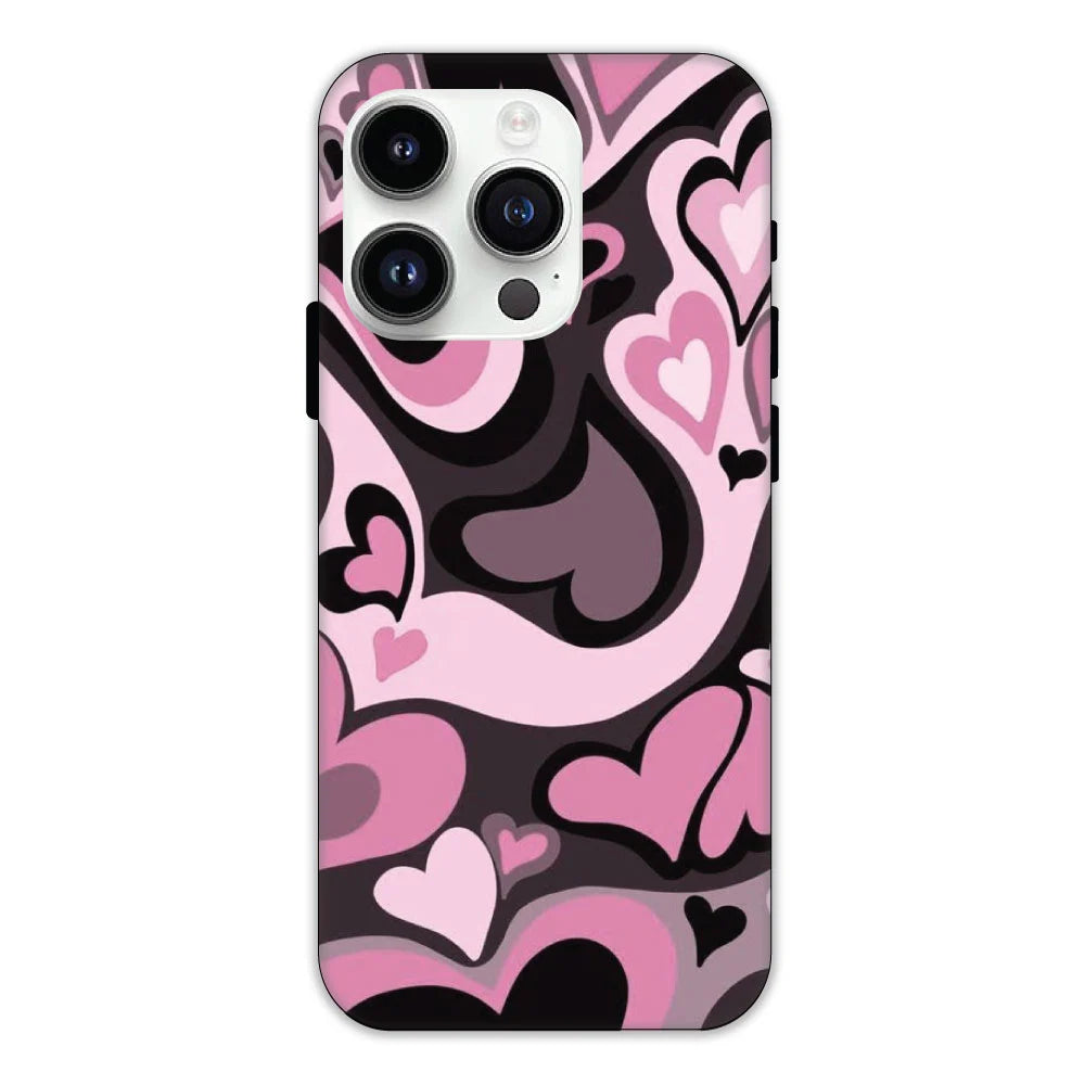 Pink & Black Mini Hearts Hard Case Apple iPhone 12 Pro Max Models