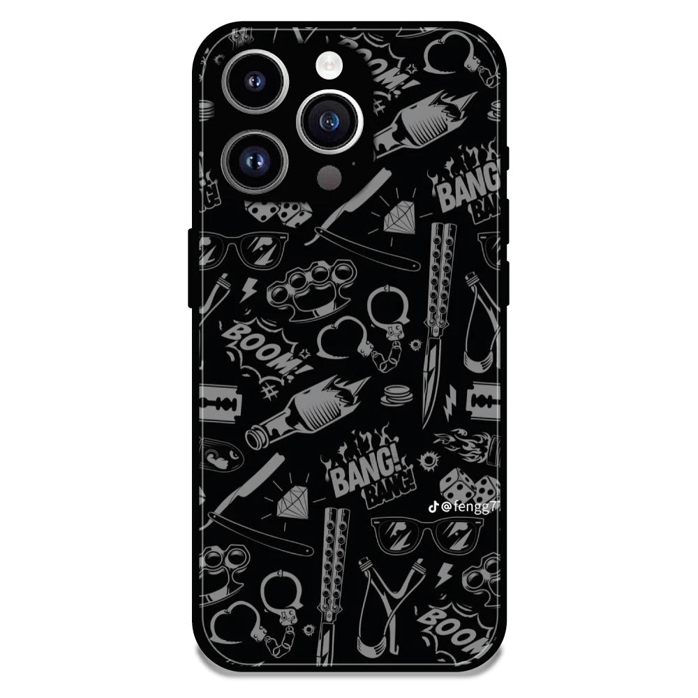 Black Graphic Street Art - Glossy Metal Silicone Case For Apple iPhone 12 Pro Max