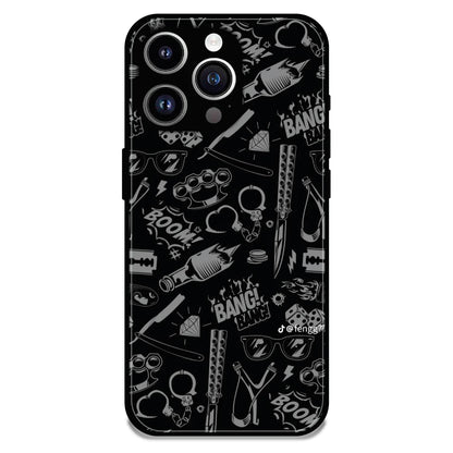 Black Graphic Street Art - Glossy Metal Silicone Case For Apple iPhone 12 Pro Max