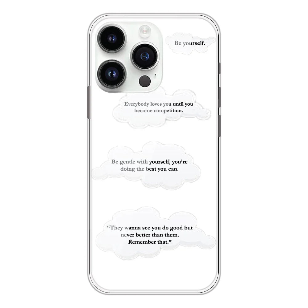 Quotes And Clouds - Clear Printed Silicone Case For Apple iPhone Models- Apple iPhone 12 pro max
