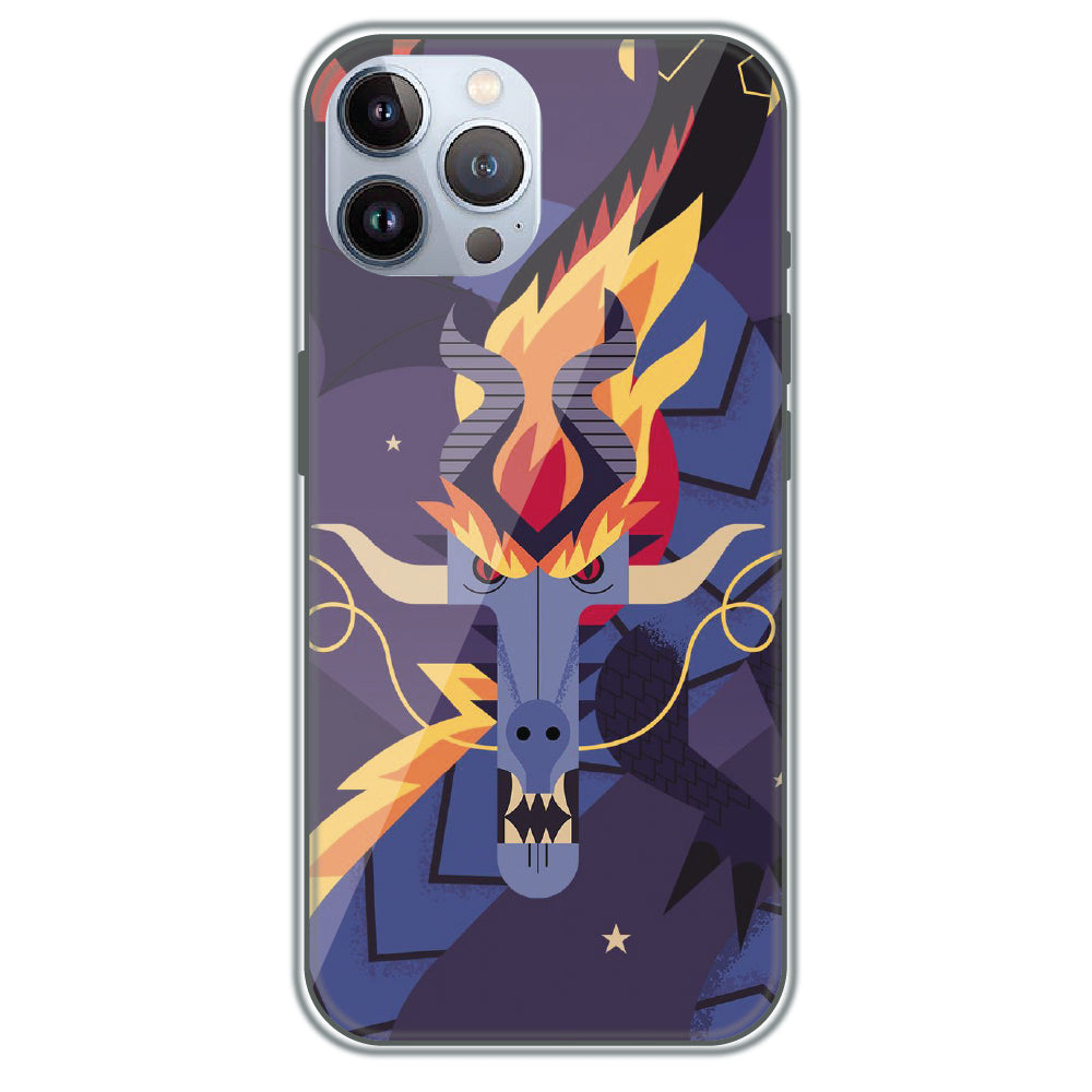 Geometric Fire Dragon - Printed Silicone Case for Apple iPhone 12 Pro Max