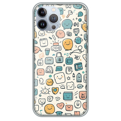 Happy Doodle Icons - Printed Silicone Case for Apple iPhone 12 Pro Max